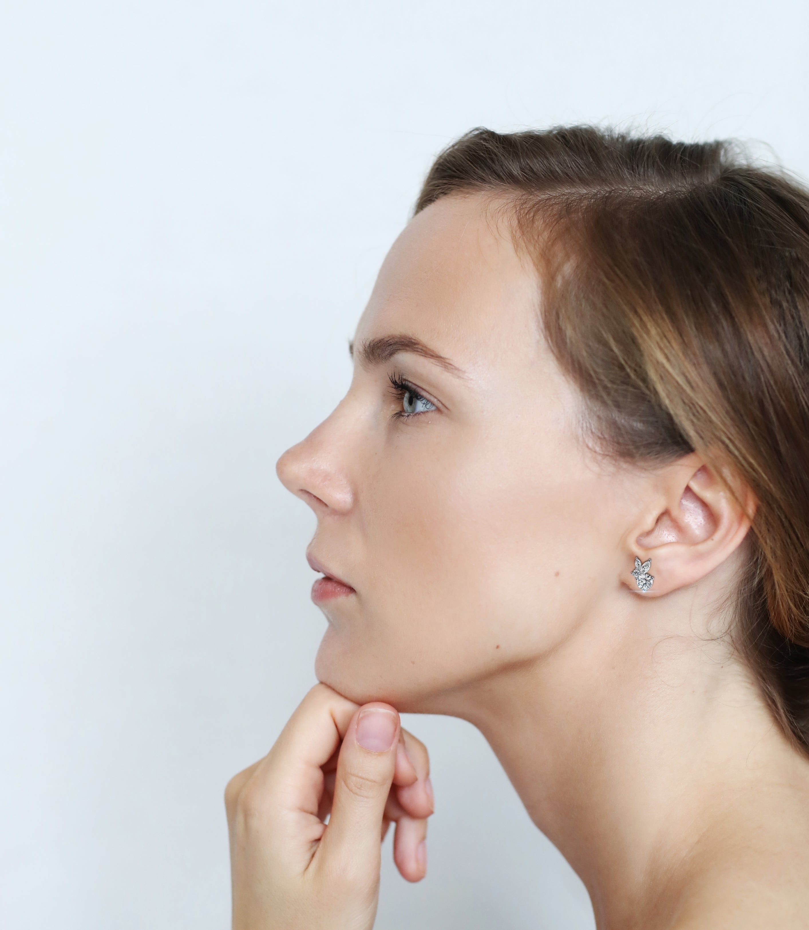 Solitairekart 1.43ct Round & Marquise Cut Natural Diamond Stud Earrings-HI Color, VS-SI Clarity